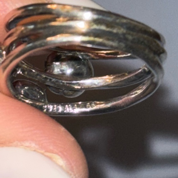 Pandora Sterling silver Wishes Ring three 3 Flowers 925 Tahitian pearls 7.5 / 56 - Picture 8 of 8